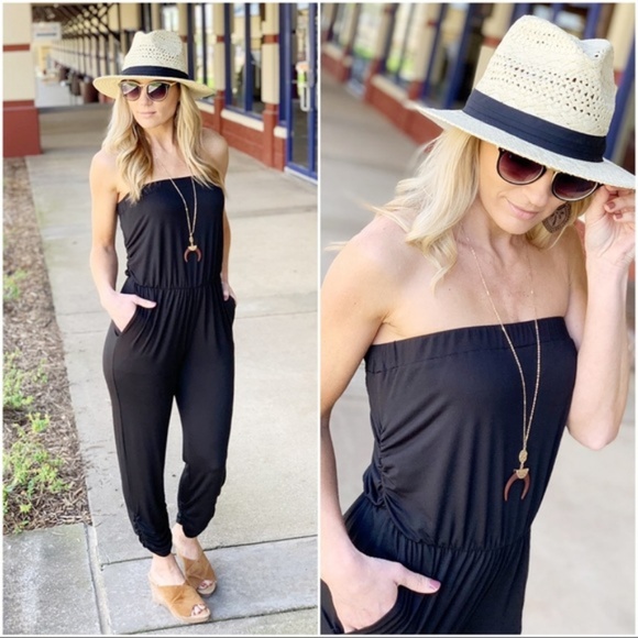 Infinity Raine Pants - Black Strapless Jumper with Pockets Infinity Raine Pants - Black Strapless Jumper with Pockets